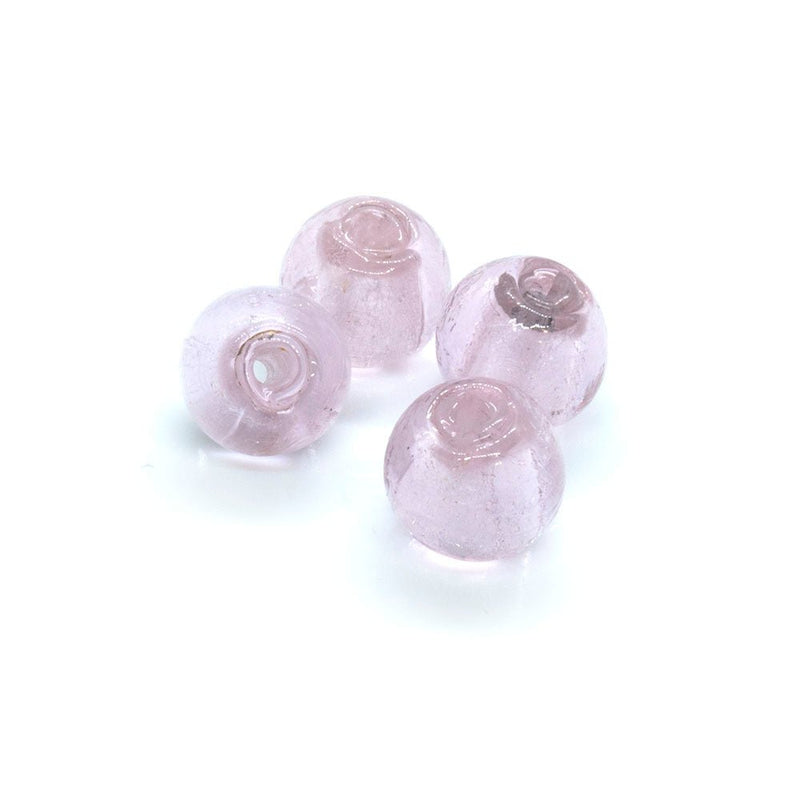 Load image into Gallery viewer, Lampwork Glass Silver Foil Round Beads 10mm Pink - Affordable Jewellery Supplies
