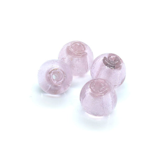 Lampwork Glass Silver Foil Round Beads 10mm Pink - Affordable Jewellery Supplies