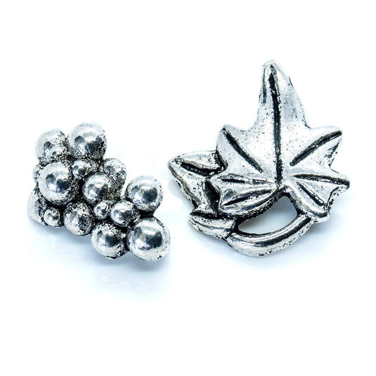 Grape and Leaf Toggle Clasp 17mm Silver - Affordable Jewellery Supplies