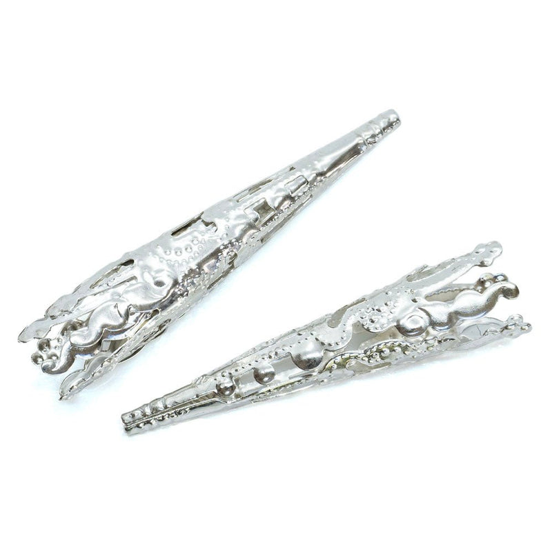Load image into Gallery viewer, Bead Cone Filigree Trumpet 40mm x 8mm Silver - Affordable Jewellery Supplies

