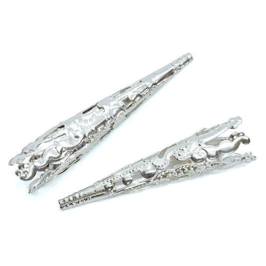 Bead Cone Filigree Trumpet 40mm x 8mm Silver - Affordable Jewellery Supplies