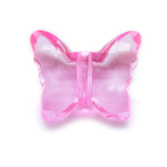 Acrylic Butterfly Bead 15mm x 13mm Fluoro Pink - Affordable Jewellery Supplies