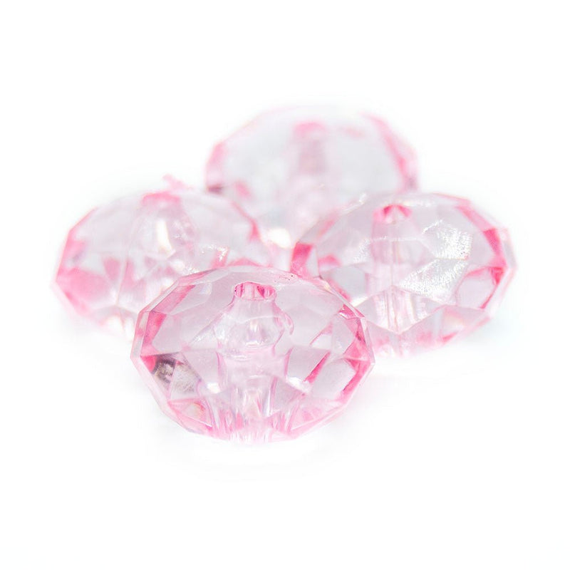 Load image into Gallery viewer, Acrylic Faceted Rondelle 12mm x 7mm Pink - Affordable Jewellery Supplies
