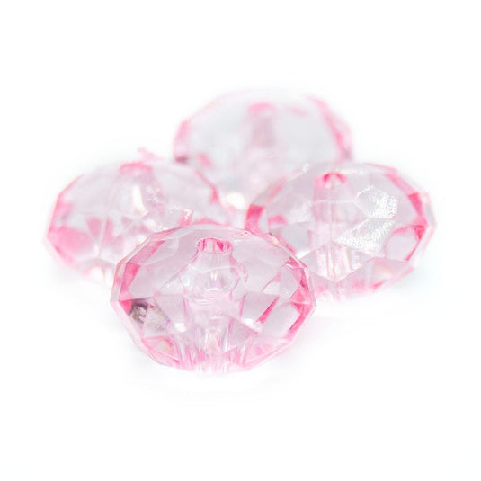 Acrylic Faceted Rondelle 12mm x 7mm Pink - Affordable Jewellery Supplies