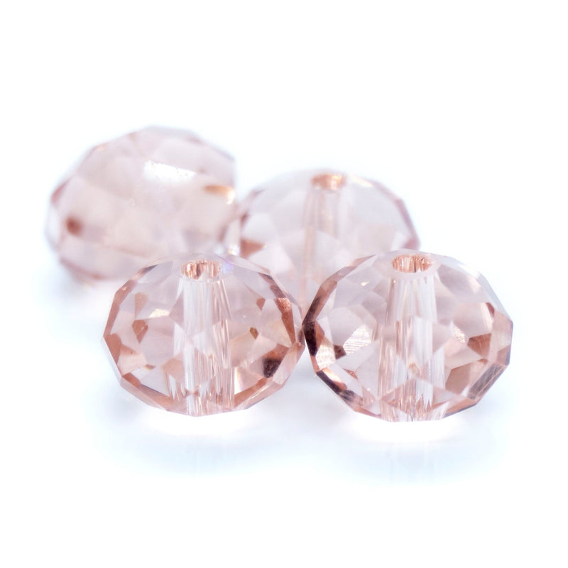 Load image into Gallery viewer, Glass Crystal Faceted Rondelle 10mm x 8mm Salmon - Affordable Jewellery Supplies
