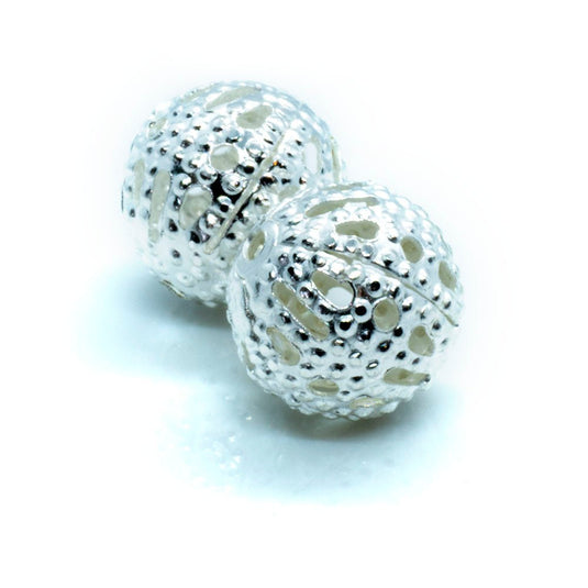 Filigree Round Metal Bead 8mm Silver - Affordable Jewellery Supplies