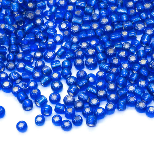 Silver Lined Seed Beads 11/0 Cobalt - Affordable Jewellery Supplies