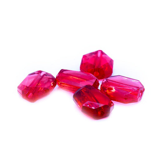 Acrylic Transparent Faceted Rectangle 10mm x 12mm Red - Affordable Jewellery Supplies
