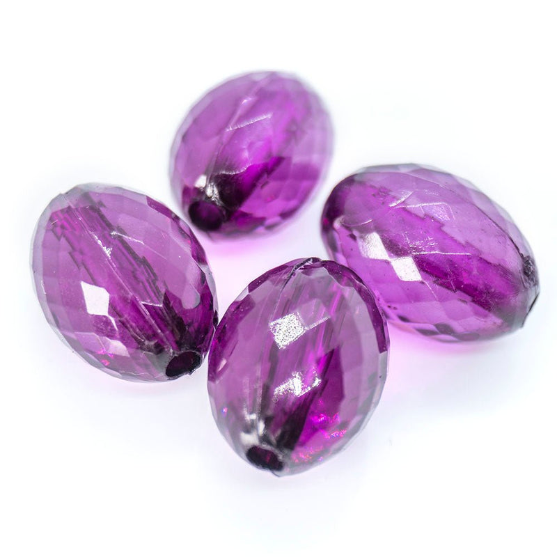 Load image into Gallery viewer, Acrylic Faceted Oval 16mm x 11mm Purple - Affordable Jewellery Supplies
