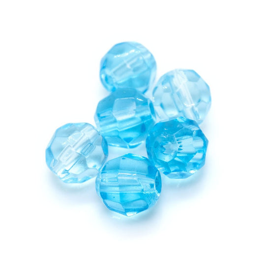 Crystal Glass Faceted Round 6mm Aquamarine - Affordable Jewellery Supplies