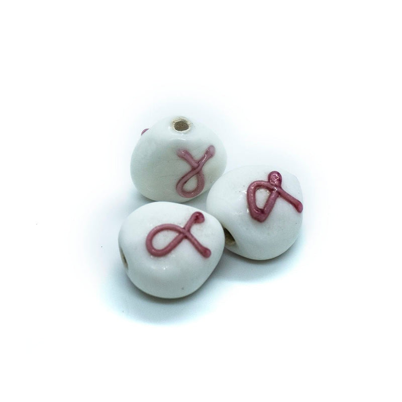 Load image into Gallery viewer, Pink Ribbon Beads 10mm Heart - Affordable Jewellery Supplies
