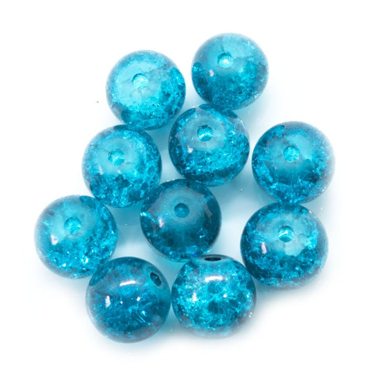 Glass Crackle Beads 8mm Medium Sea Green - Affordable Jewellery Supplies