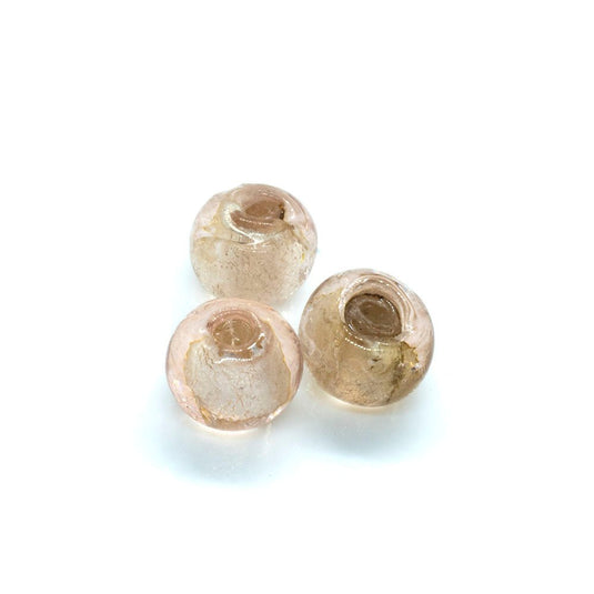 Lampwork Glass Silver Foil Round Beads 8mm Peach - Affordable Jewellery Supplies