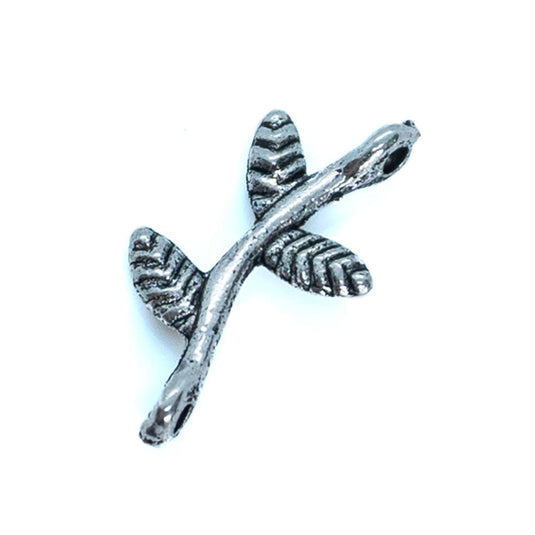Olive Branch Connector Bead 18mm x 10mm Antique Silver - Affordable Jewellery Supplies
