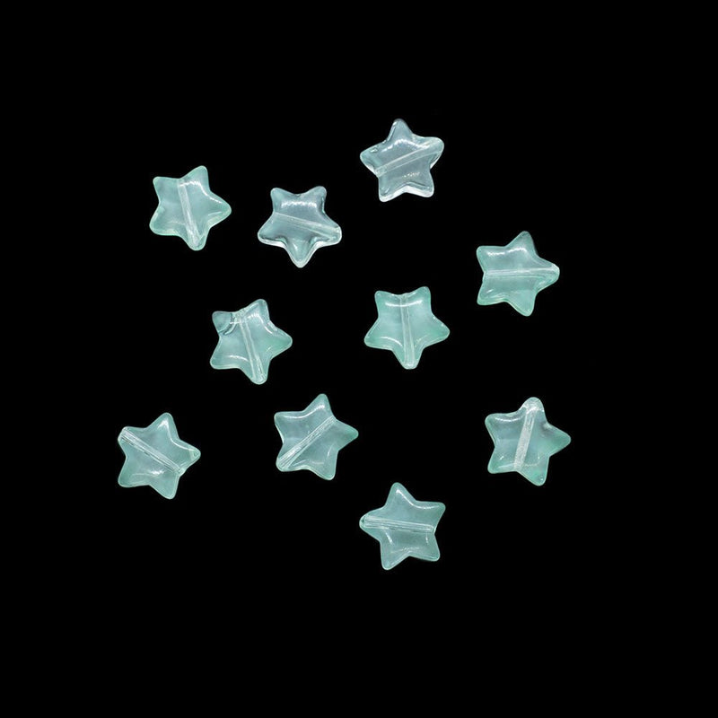 Load image into Gallery viewer, Transparent Glass Star Beads 10mm Pale Turquoise - Affordable Jewellery Supplies
