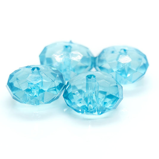 Acrylic Faceted Rondelle 12mm x 7mm Aqua - Affordable Jewellery Supplies