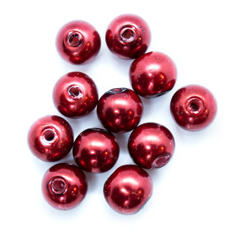 Load image into Gallery viewer, Coloured Glass Pearl Beads 6mm Red - Affordable Jewellery Supplies
