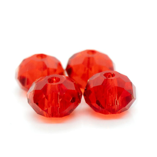 Glass Crystal Faceted Rondelle 8mm x 6mm Red - Affordable Jewellery Supplies