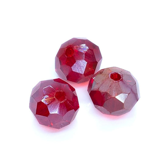 Glass Crystal Faceted Rondelle 8mm x 6mm Garnet AB - Affordable Jewellery Supplies