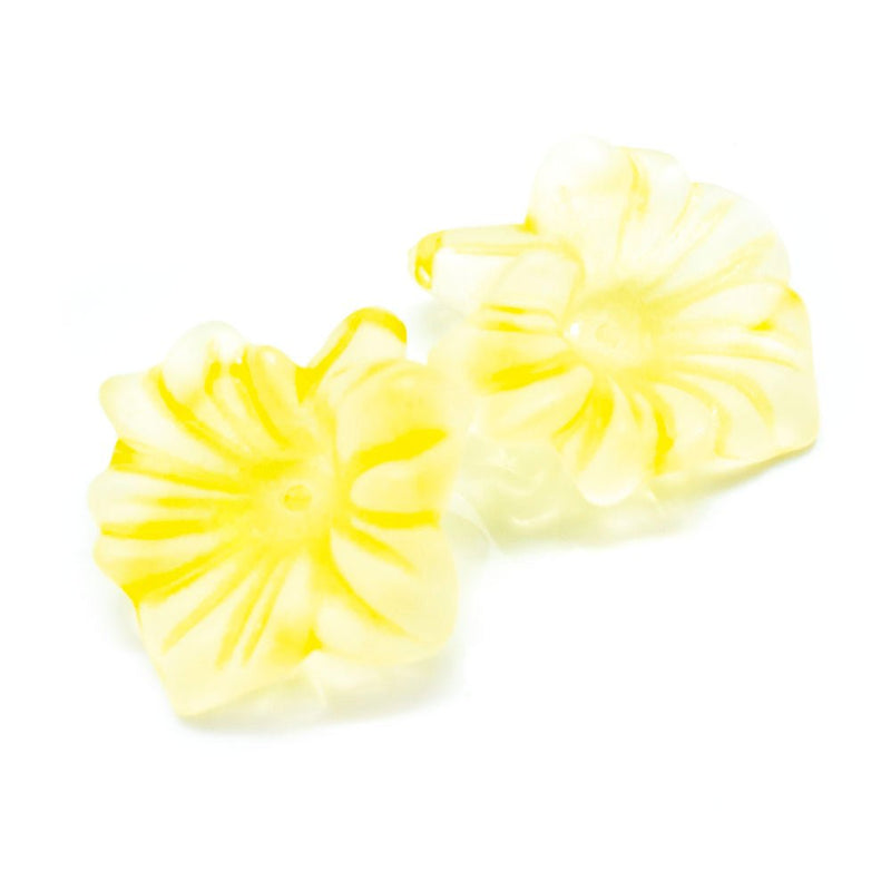 Load image into Gallery viewer, Acrylic Lucite Frosted Flower 31mm x 28mm Yellow - Affordable Jewellery Supplies
