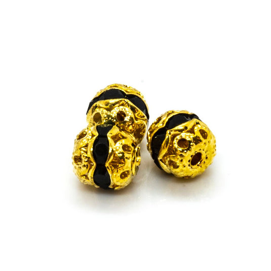Rhinestone Ball 6mm Gold Jet - Affordable Jewellery Supplies