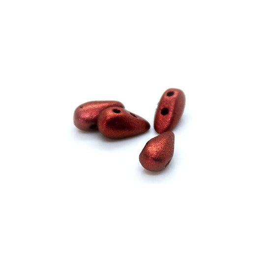 Czech Glass Drop Duo 6mm x 3mm Lava Red - Affordable Jewellery Supplies
