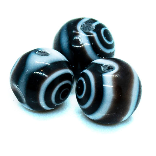 Millefiori Glass Round Bead with Swirls 6mm Black - Affordable Jewellery Supplies