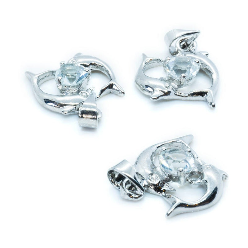 Load image into Gallery viewer, Dolphin with Diamante 21mm x 17mm Silver - Affordable Jewellery Supplies
