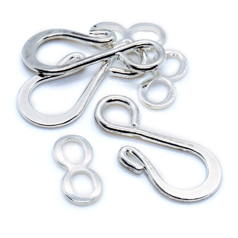 Load image into Gallery viewer, Hook Eye Clasps 20mm Silver Plated - Affordable Jewellery Supplies
