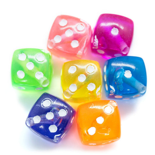 Acrylic Transparent Dice Beads 8 mm Mixed - Affordable Jewellery Supplies