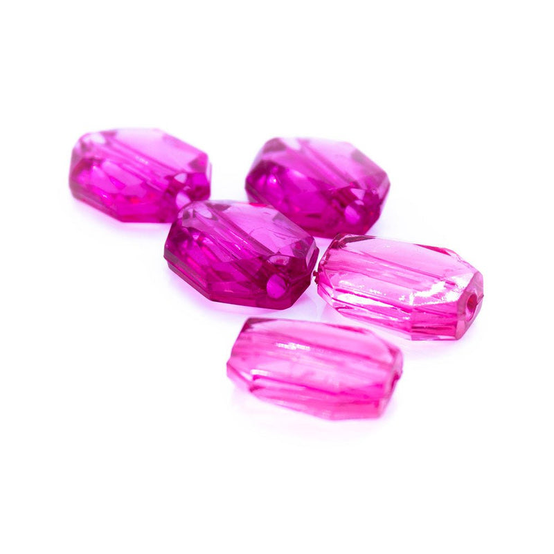 Load image into Gallery viewer, Acrylic Transparent Faceted Rectangle 10mm x 12mm Magenta - Affordable Jewellery Supplies
