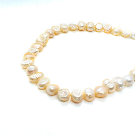 Freshwater Pearls B Grade 8mm-9mm x 34cm length Apricot - Affordable Jewellery Supplies