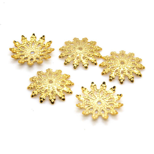 Filigree Bead Caps 12mm Gold - Affordable Jewellery Supplies