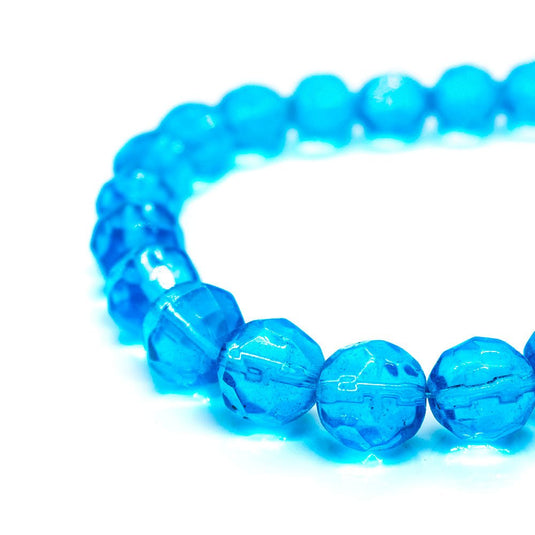 Chinese Crystal Faceted Glass Beads 12mm x 34cm length Aqua - Affordable Jewellery Supplies