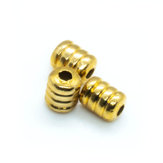 Tube Ribbed 3.8mm x 2.8mm Gold - Affordable Jewellery Supplies