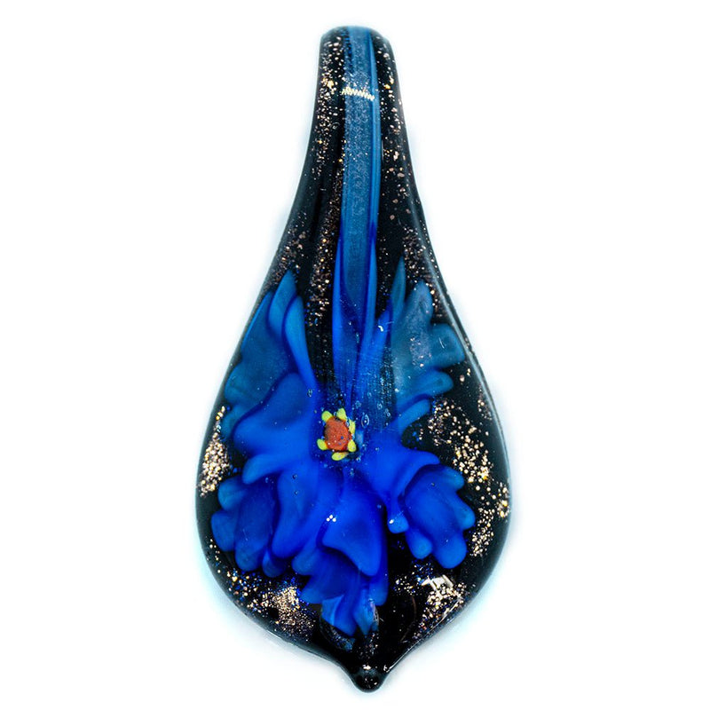 Load image into Gallery viewer, Murano Lampwork Glass Small Pendant 34mm x 17mm Blue - Affordable Jewellery Supplies
