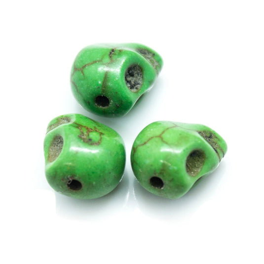 Synthetic Turquoise Skull Bead 10mm x 9mm x 8mm Green - Affordable Jewellery Supplies