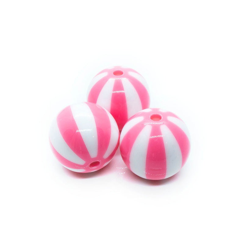Load image into Gallery viewer, Bubblegum Acrylic Striped Beads 19mm x 18mm Pink - Affordable Jewellery Supplies
