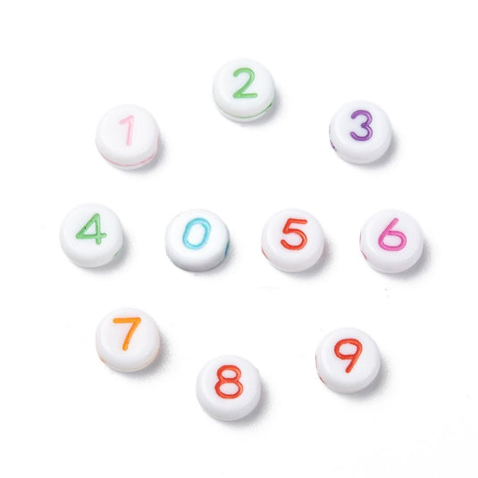 Pastel Acrylic Number Beads 7mm x 3mm Mixed - Affordable Jewellery Supplies