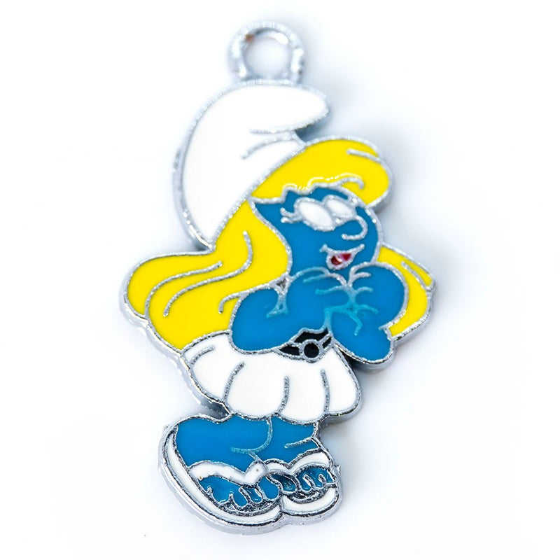 Load image into Gallery viewer, Smurf Enamel Pendant 35mm H - Affordable Jewellery Supplies
