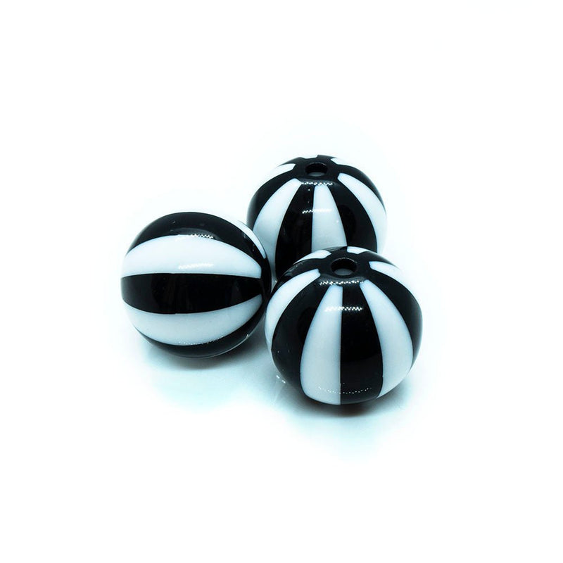 Load image into Gallery viewer, Bubblegum Acrylic Striped Beads 19mm x 18mm Black - Affordable Jewellery Supplies
