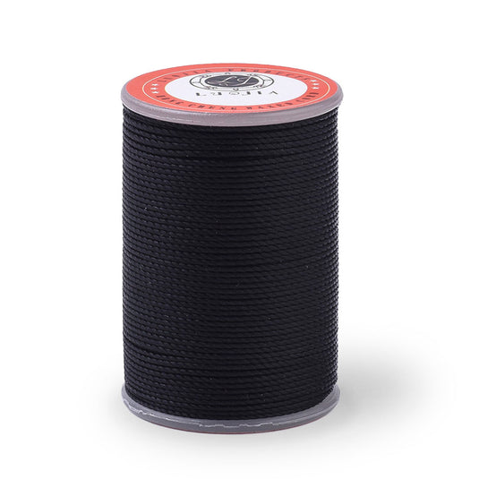 Waxed Polyester Round Twisted Cord 1mm Black - Affordable Jewellery Supplies