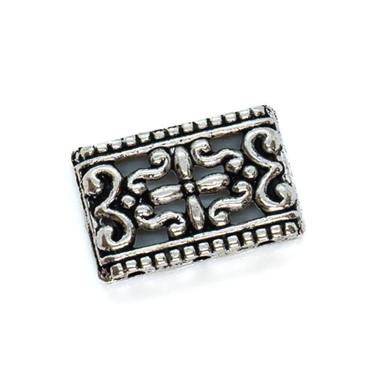 Tibetan Style Rectangle 3 Hole Spacer Bar 17mm x 12mm Antique Silver - Affordable Jewellery Supplies