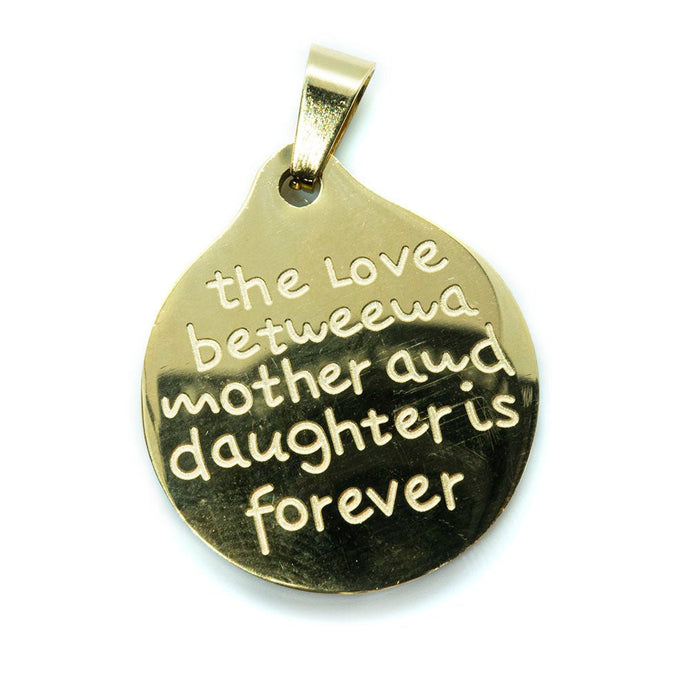 Mother Daughter Quote Pendant 26mm x 23mm x 2.5mm Gold - Affordable Jewellery Supplies