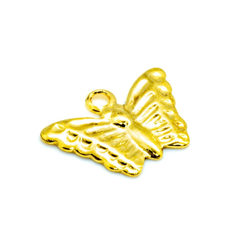 Load image into Gallery viewer, Stamped Butterfly Charm 10mm x 12mm Gold - Affordable Jewellery Supplies
