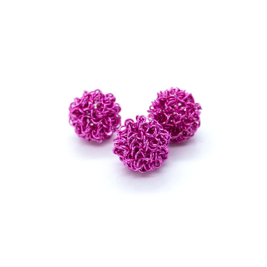 Woven Ball 15mm Fuchsia - Affordable Jewellery Supplies