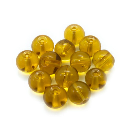Crystal Glass Smooth Round Beads 6mm Light Topaz - Affordable Jewellery Supplies