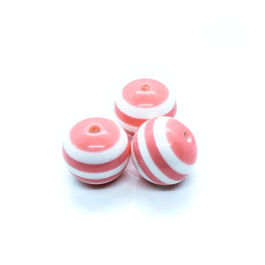 Bubblegum Striped Resin Beads 20mm Pink - Affordable Jewellery Supplies