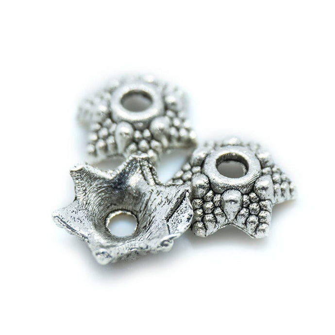 Tibetan Style Star Bead Caps 8mm x 5mm Tibetan Silver - Affordable Jewellery Supplies