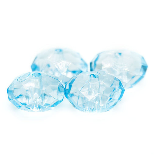 Acrylic Faceted Rondelle 12mm x 7mm Light Aqua - Affordable Jewellery Supplies